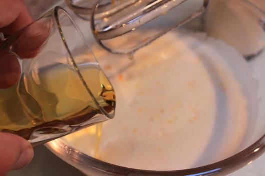 then whisk in the oil and the ground almonds